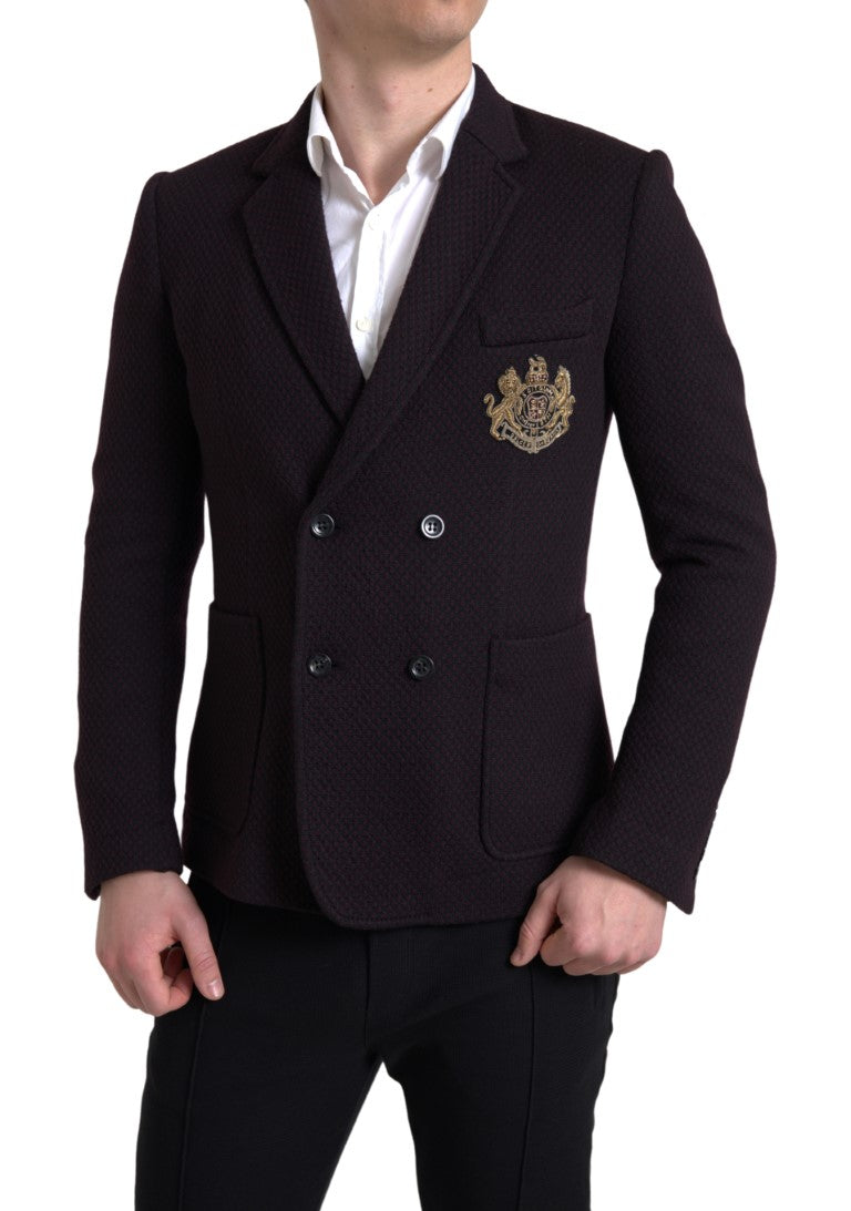 Elegante blazer doppiopetto in lana viola