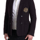 Elegant Purple Double Breasted Wool Blazer