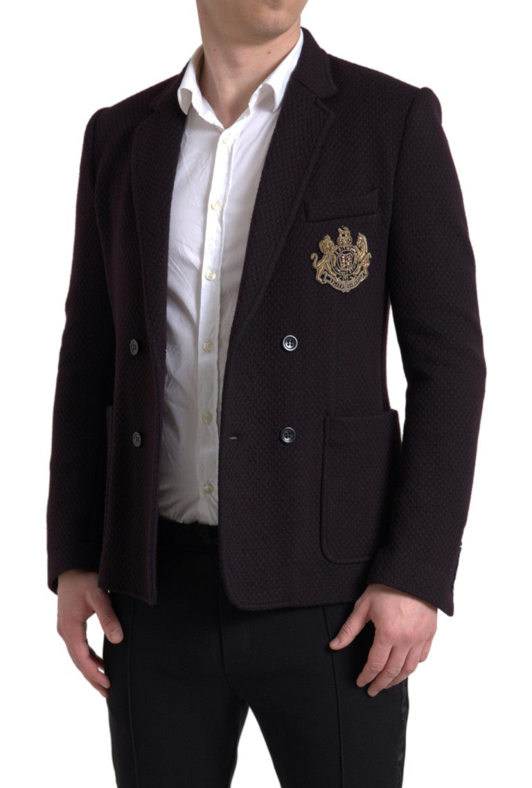 Elegante blazer doppiopetto in lana viola