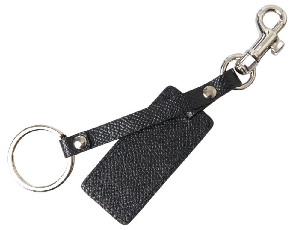 Elegante accessorio portachiavi in ​​pelle nera
