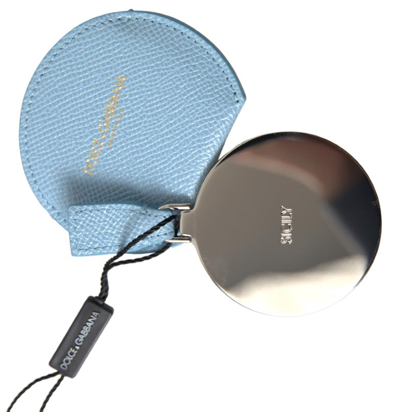 Elegante porta specchio in pelle in azzurro