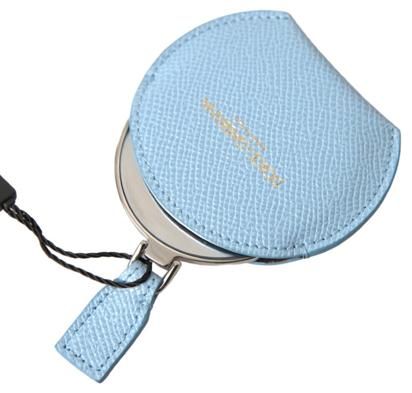Elegante porta specchio in pelle in azzurro