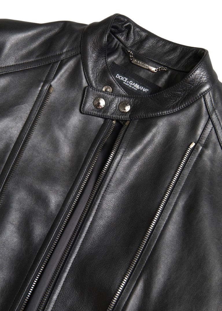 Elegante schwarze Bikerjacke aus Leder