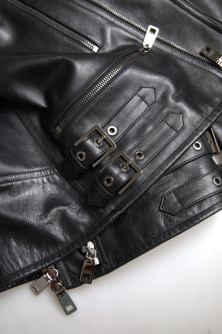 Elegante schwarze Bikerjacke aus Leder