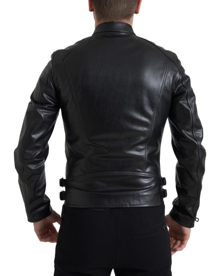 Elegante schwarze Bikerjacke aus Leder