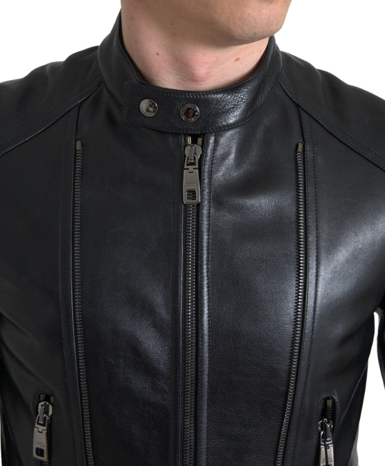 Elegante schwarze Bikerjacke aus Leder