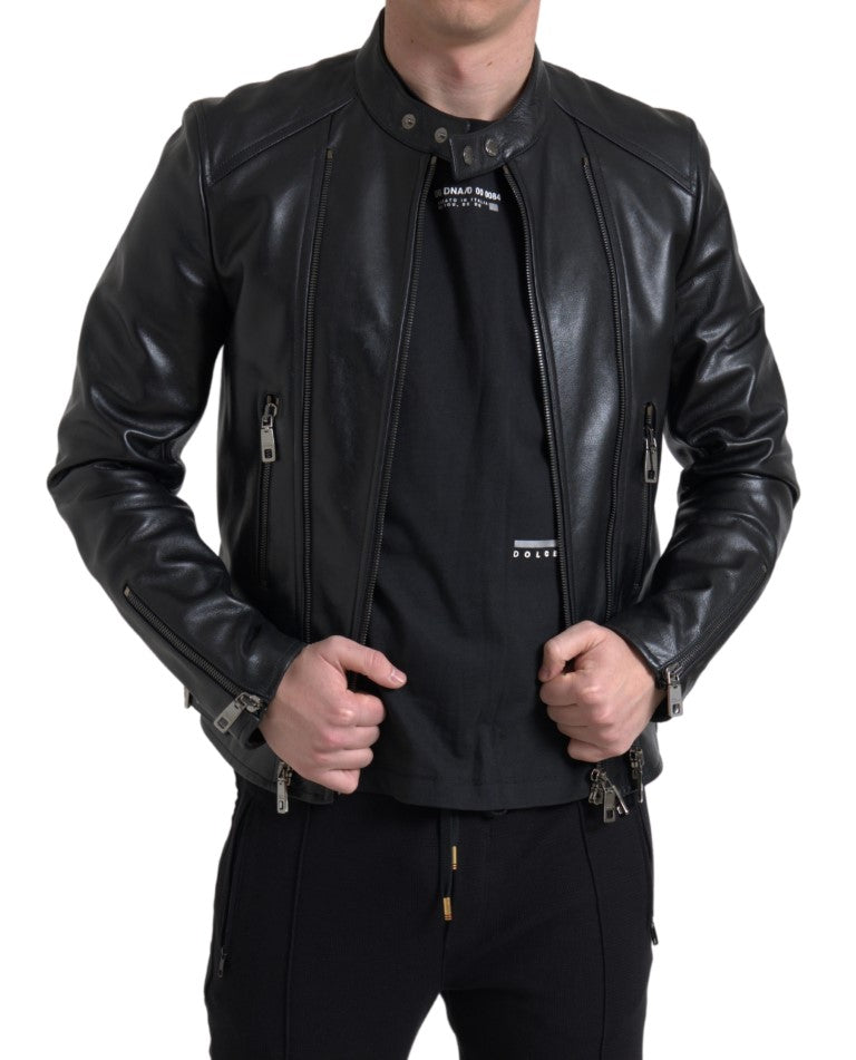 Elegante schwarze Bikerjacke aus Leder