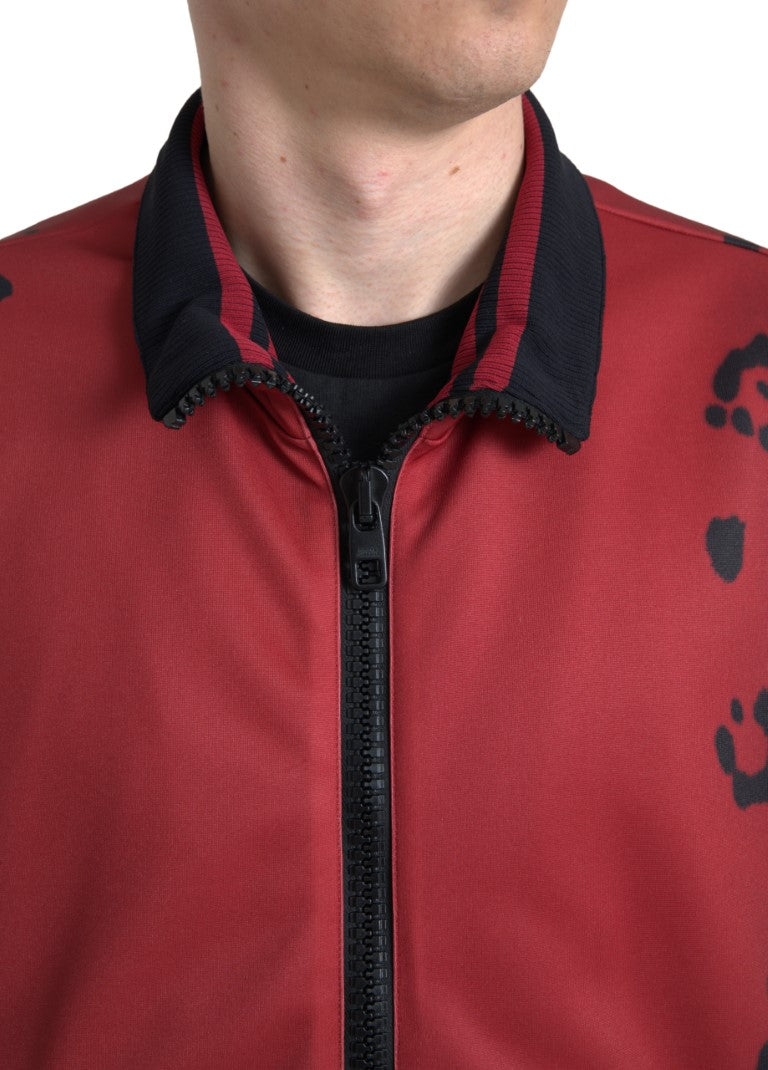 Giubbotto bomber con stampa leopardata rossa