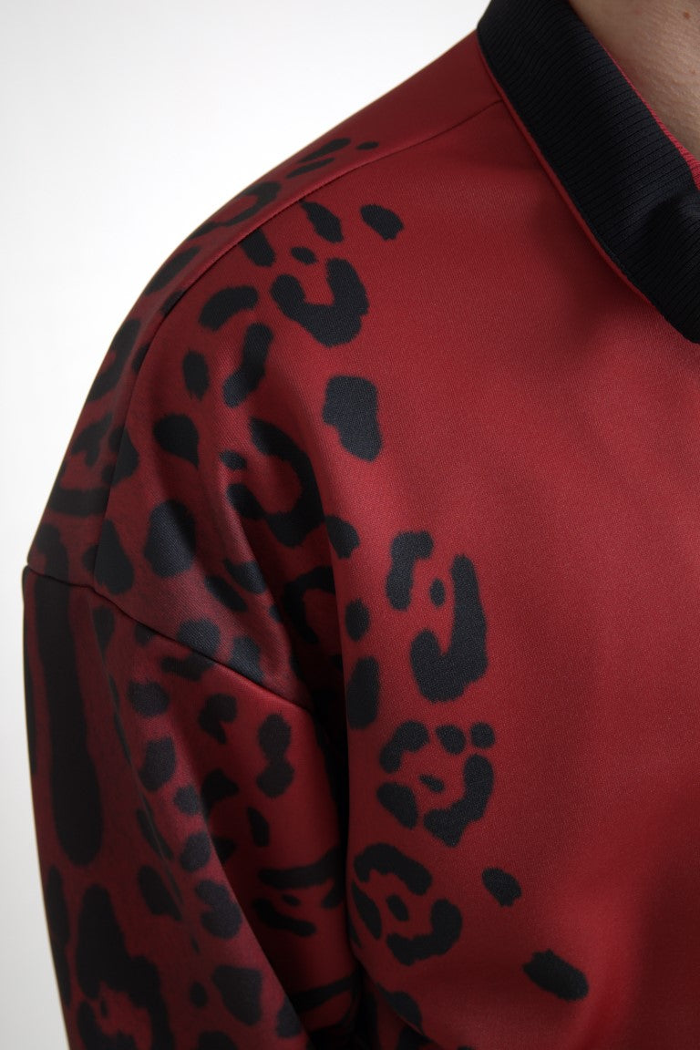 Giubbotto bomber con stampa leopardata rossa