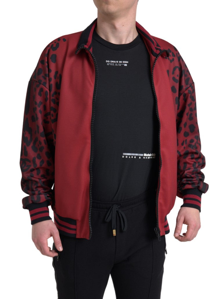 Giubbotto bomber con stampa leopardata rossa