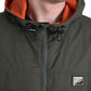 Elegant Hooded Full Zip Jacket in Green and Orange