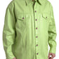 Elegante camicia in cotone verde chiaro con bottoni