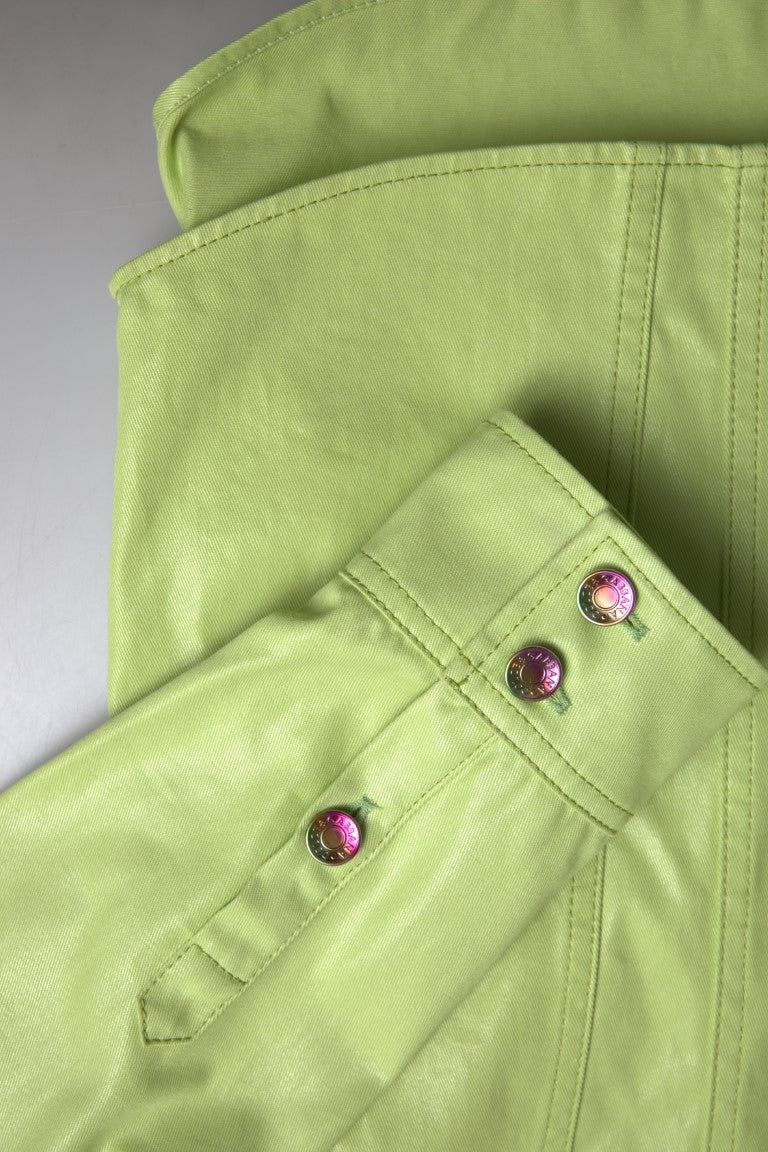 Elegante camicia in cotone verde chiaro con bottoni