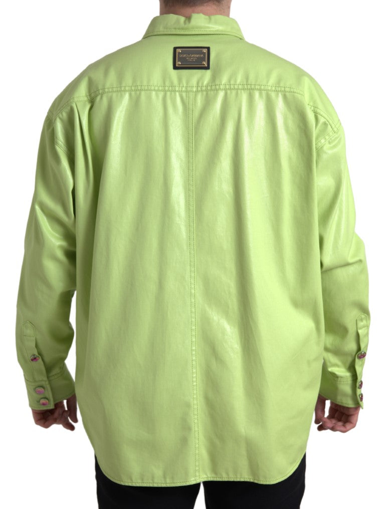 Elegante camicia in cotone verde chiaro con bottoni