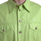 Elegante camicia in cotone verde chiaro con bottoni