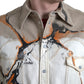 Camicia in denim elasticizzato di cotone multicolore