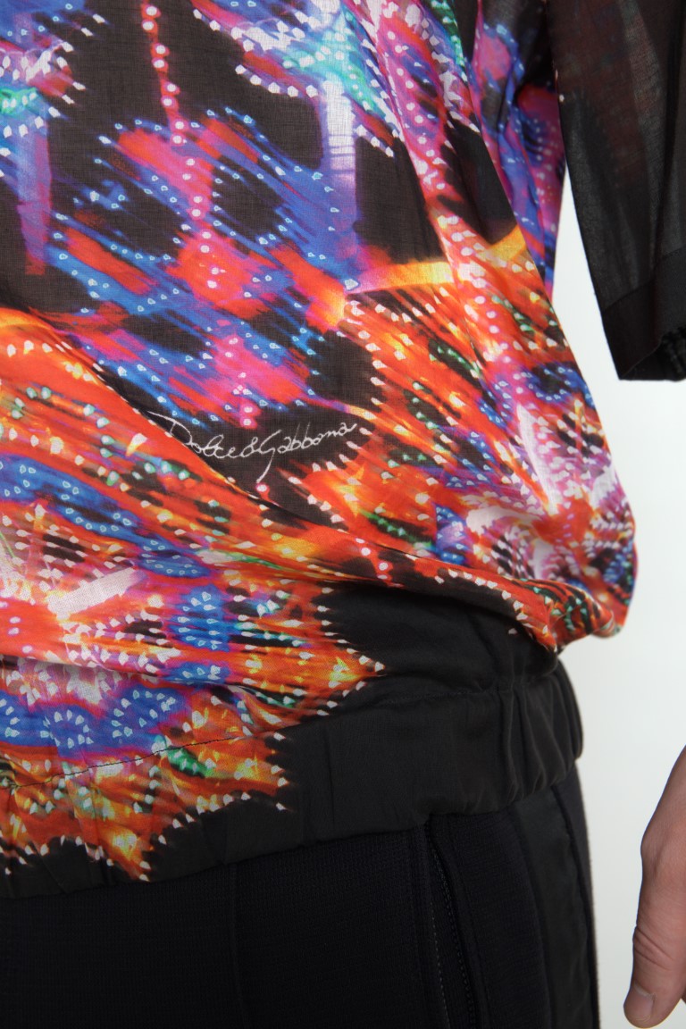 Polo in cotone con stampa Luminarie multicolore