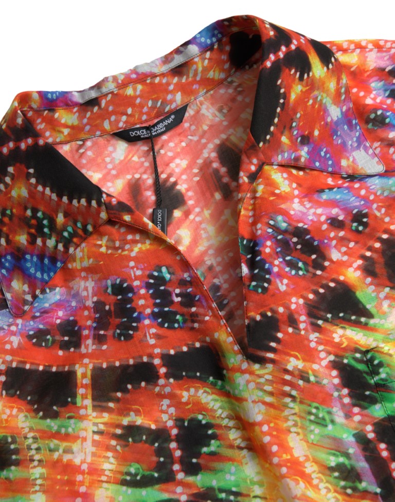 Polo in cotone con stampa Luminarie multicolore