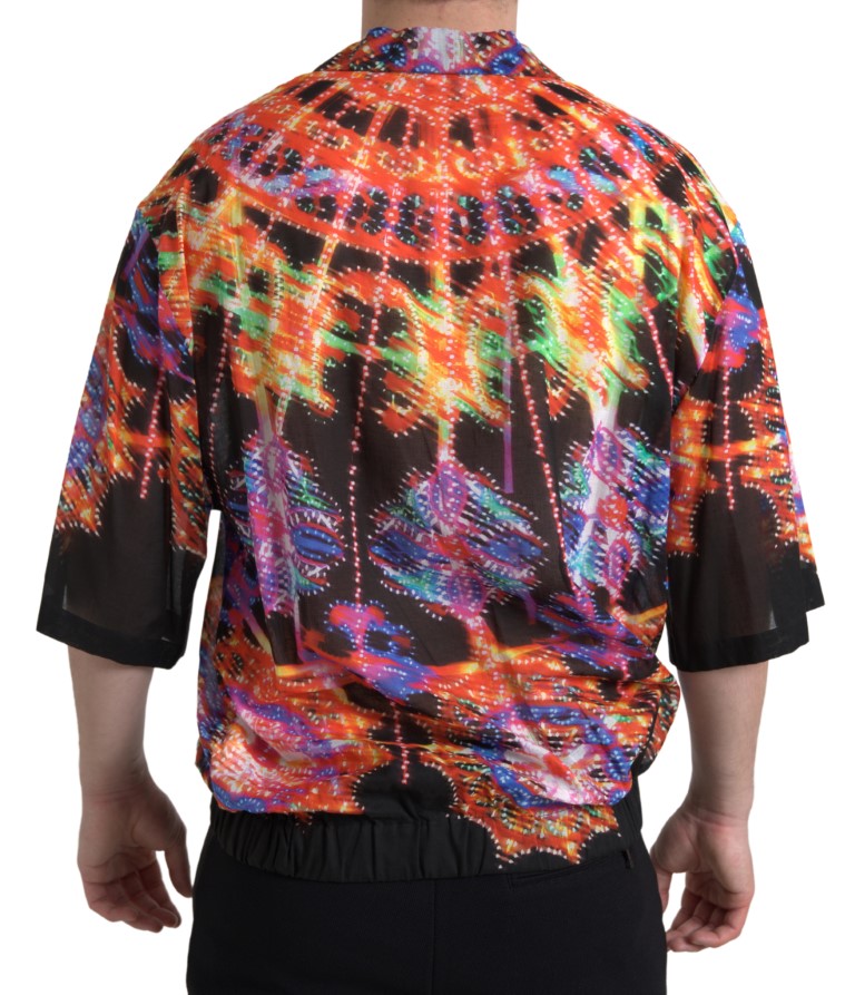 Polo in cotone con stampa Luminarie multicolore