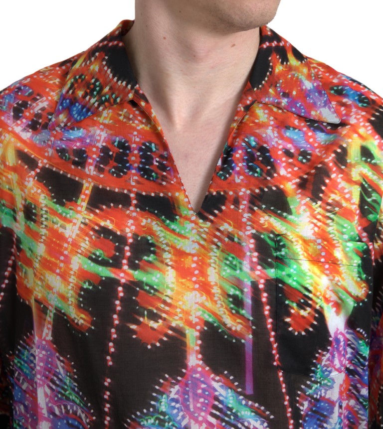 Polo in cotone con stampa Luminarie multicolore