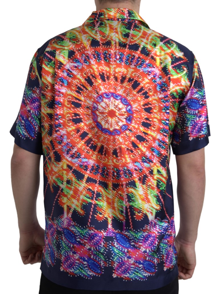 Camicia casual in seta multicolore con bottoni