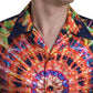 Camicia casual in seta multicolore con bottoni