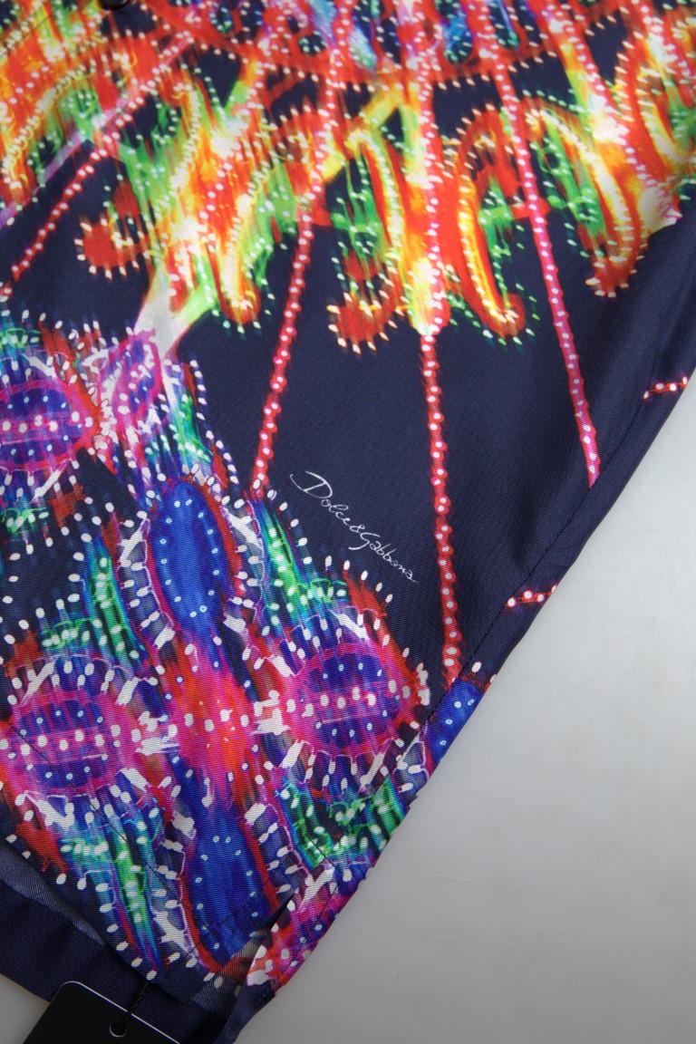 Camicia casual in seta multicolore con bottoni