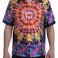 Camicia casual in seta multicolore con bottoni