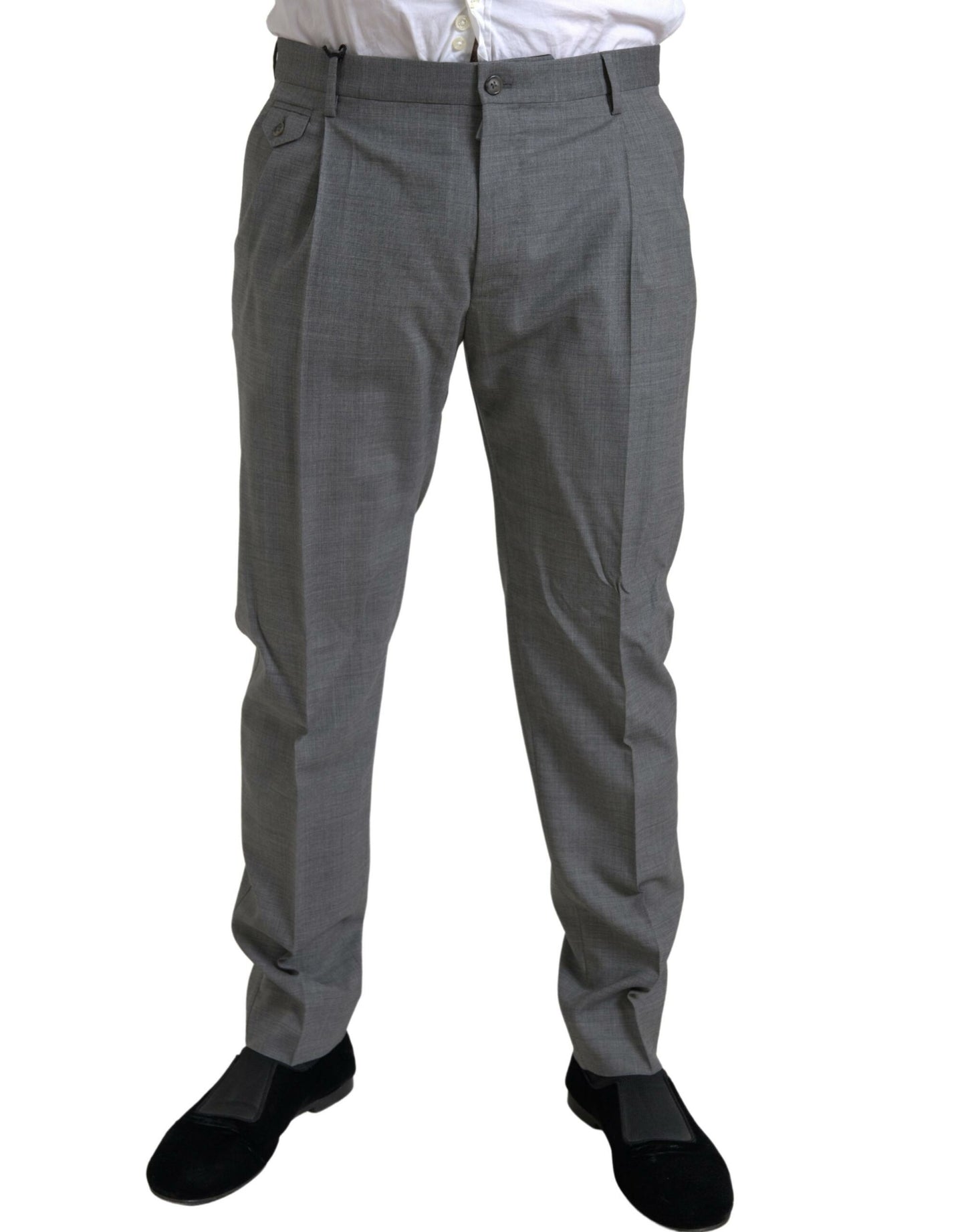 Elegante Skinny Wollanzughose in Grau