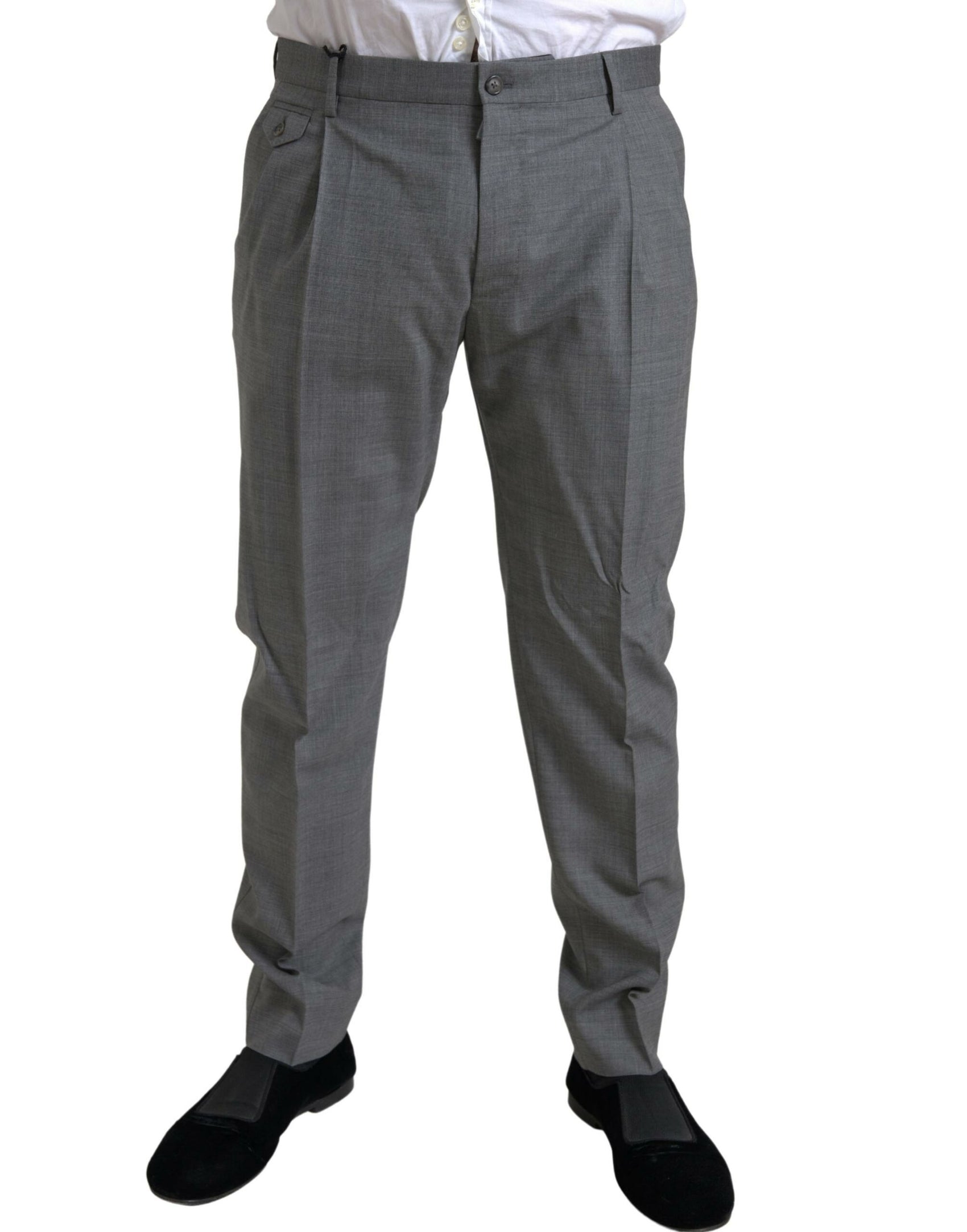 Elegante Skinny Wollanzughose in Grau