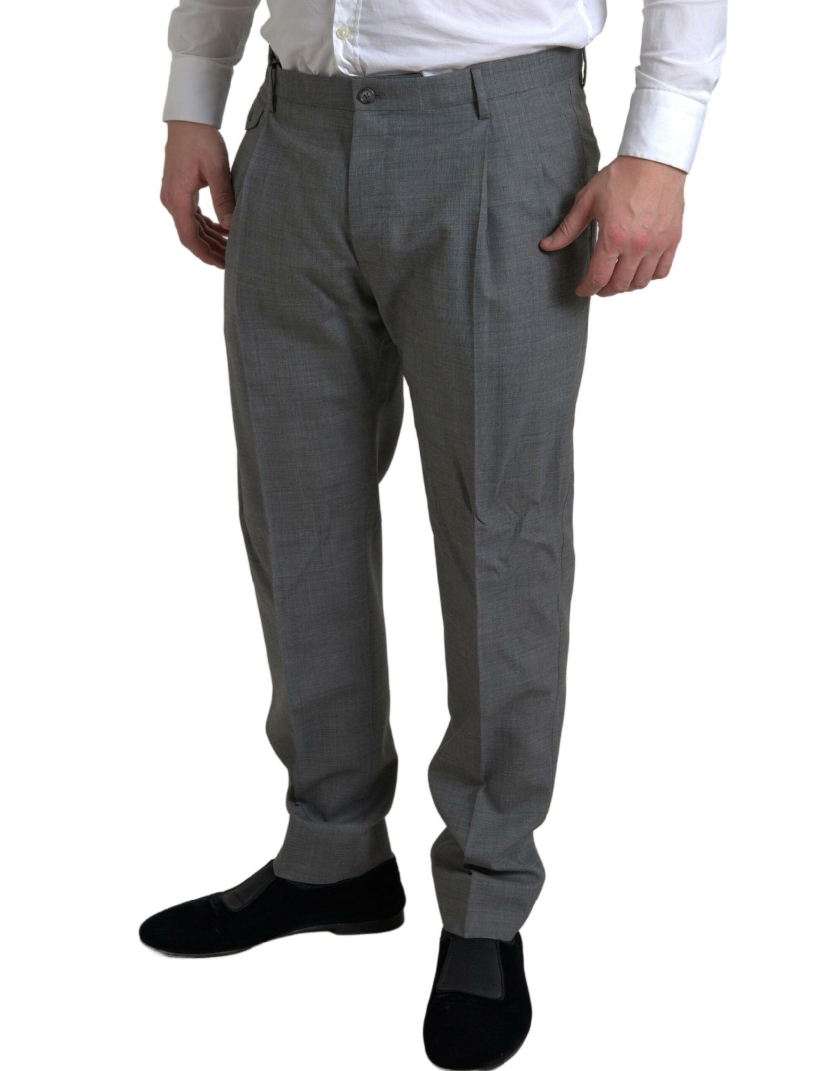 Elegante Skinny Wollanzughose in Grau