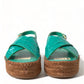 Elegant Green Espadrille Platform Sandals