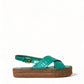 Elegant Green Espadrille Platform Sandals