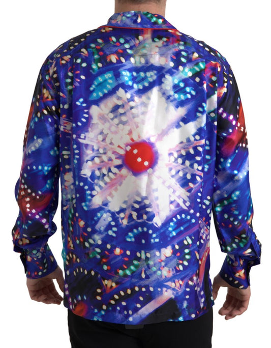 Seidenpyjamahemd mit psychedelischem Print