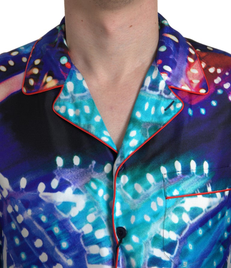 Camicia da pigiama in seta con stampa psichedelica
