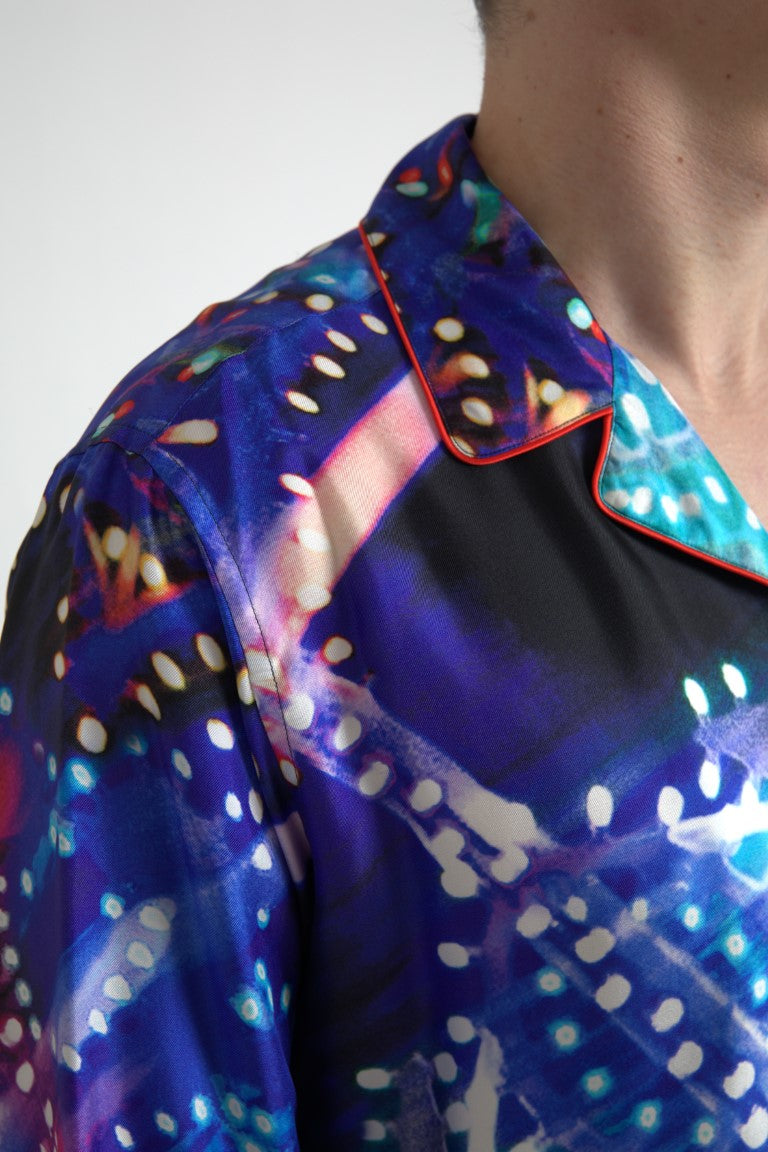 Camicia da pigiama in seta con stampa psichedelica