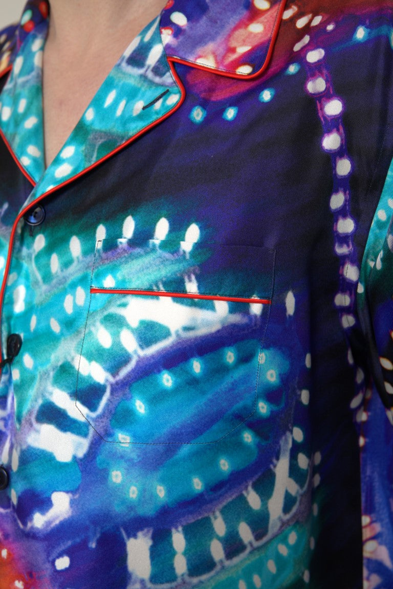 Camicia da pigiama in seta con stampa psichedelica