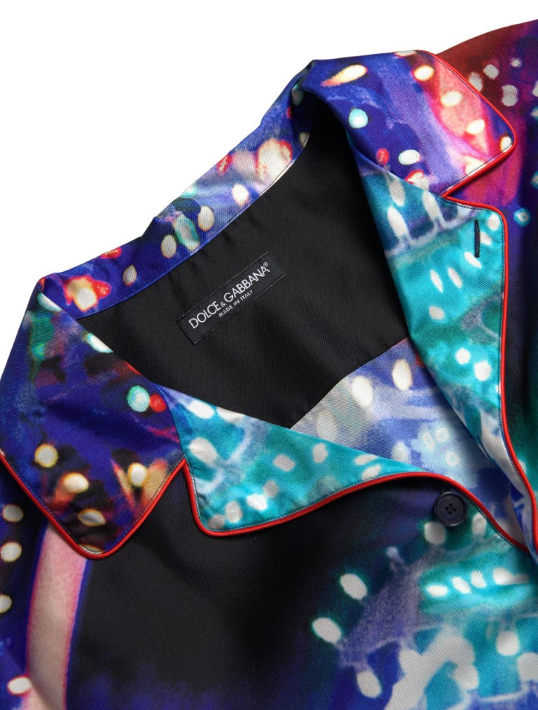 Camicia da pigiama in seta con stampa psichedelica