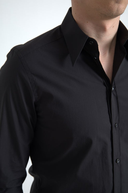 Elegantes Slim Fit Hemd aus schwarzer Baumwolle