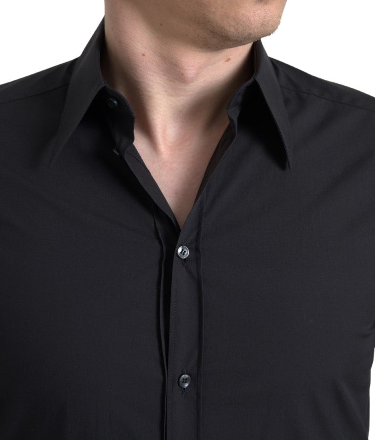 Elegantes Slim Fit Hemd aus schwarzer Baumwolle