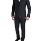 Eleganter schwarzer Martini Slim Fit 3-teiliger Anzug