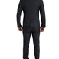 Eleganter schwarzer Martini Slim Fit 3-teiliger Anzug