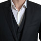 Eleganter schwarzer Martini Slim Fit 3-teiliger Anzug