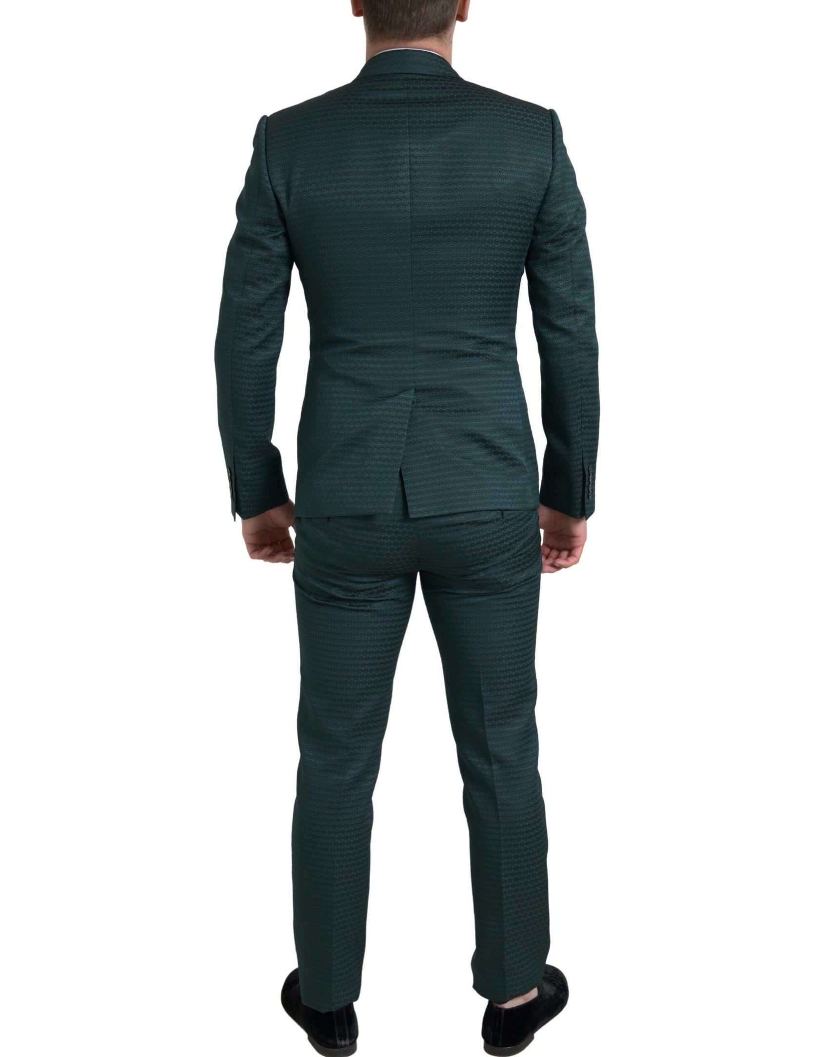 Smaragdgrüner, eleganter, schmal geschnittener 3-teiliger Anzug