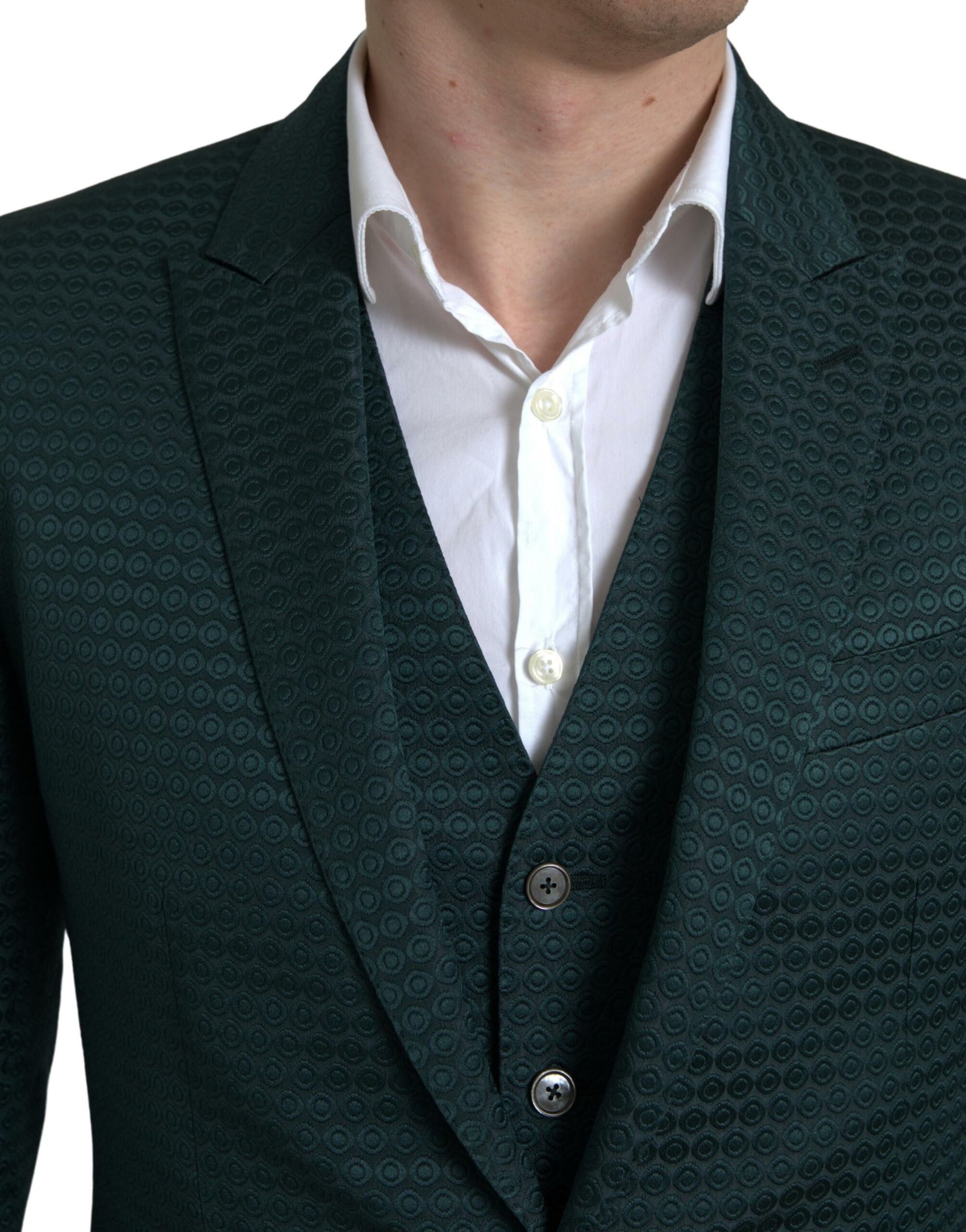 Smaragdgrüner, eleganter, schmal geschnittener 3-teiliger Anzug