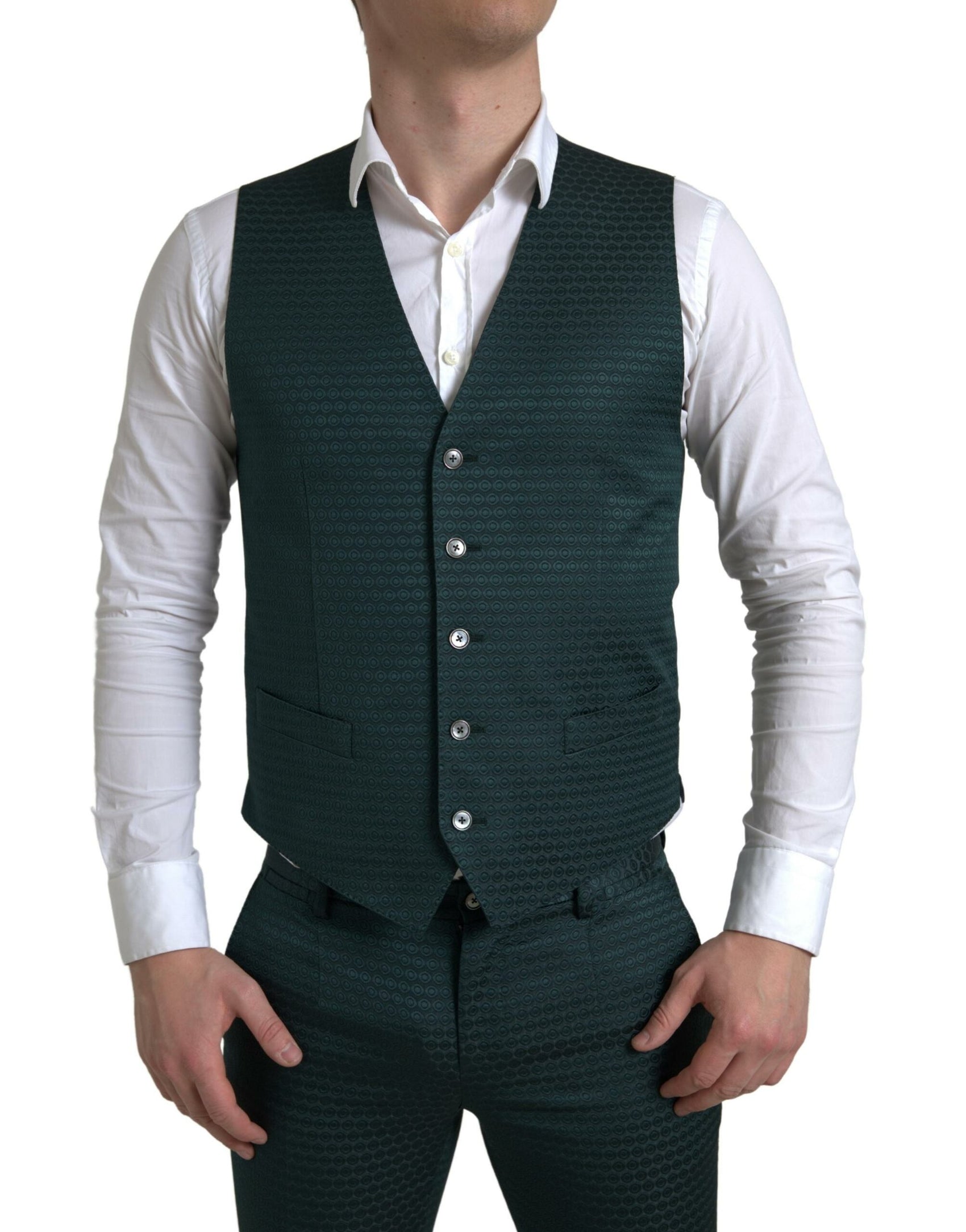 Smaragdgrüner, eleganter, schmal geschnittener 3-teiliger Anzug