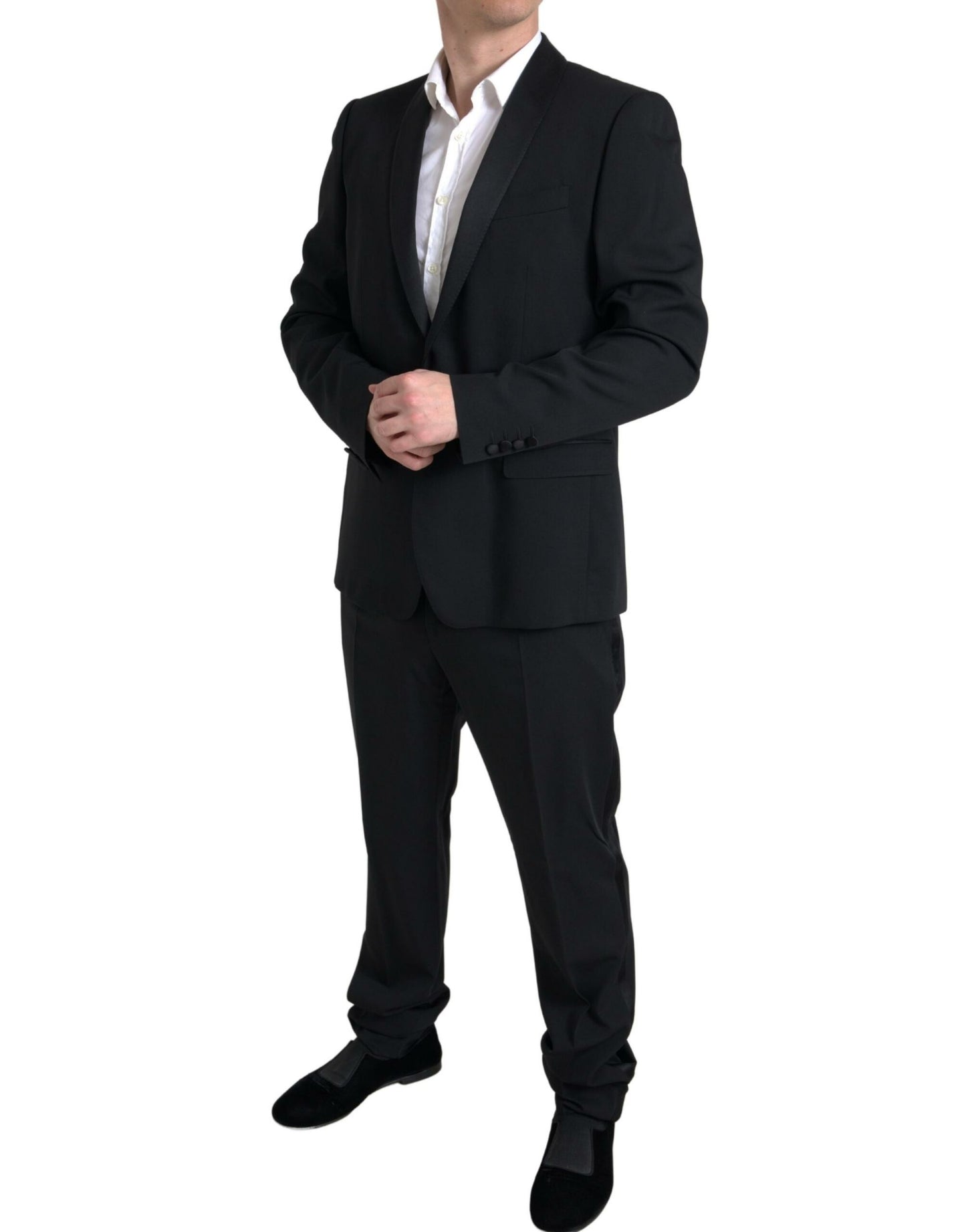 Eleganter schwarzer Slim Fit Zweiteiler