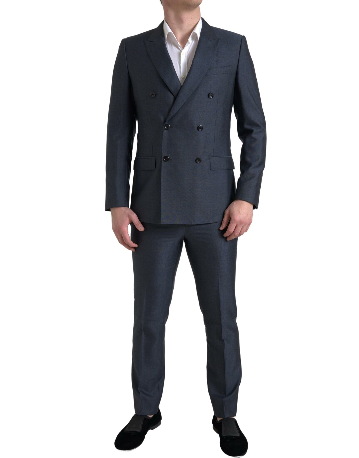 Eleganter blauer Martini-Anzug aus Seidenmischung