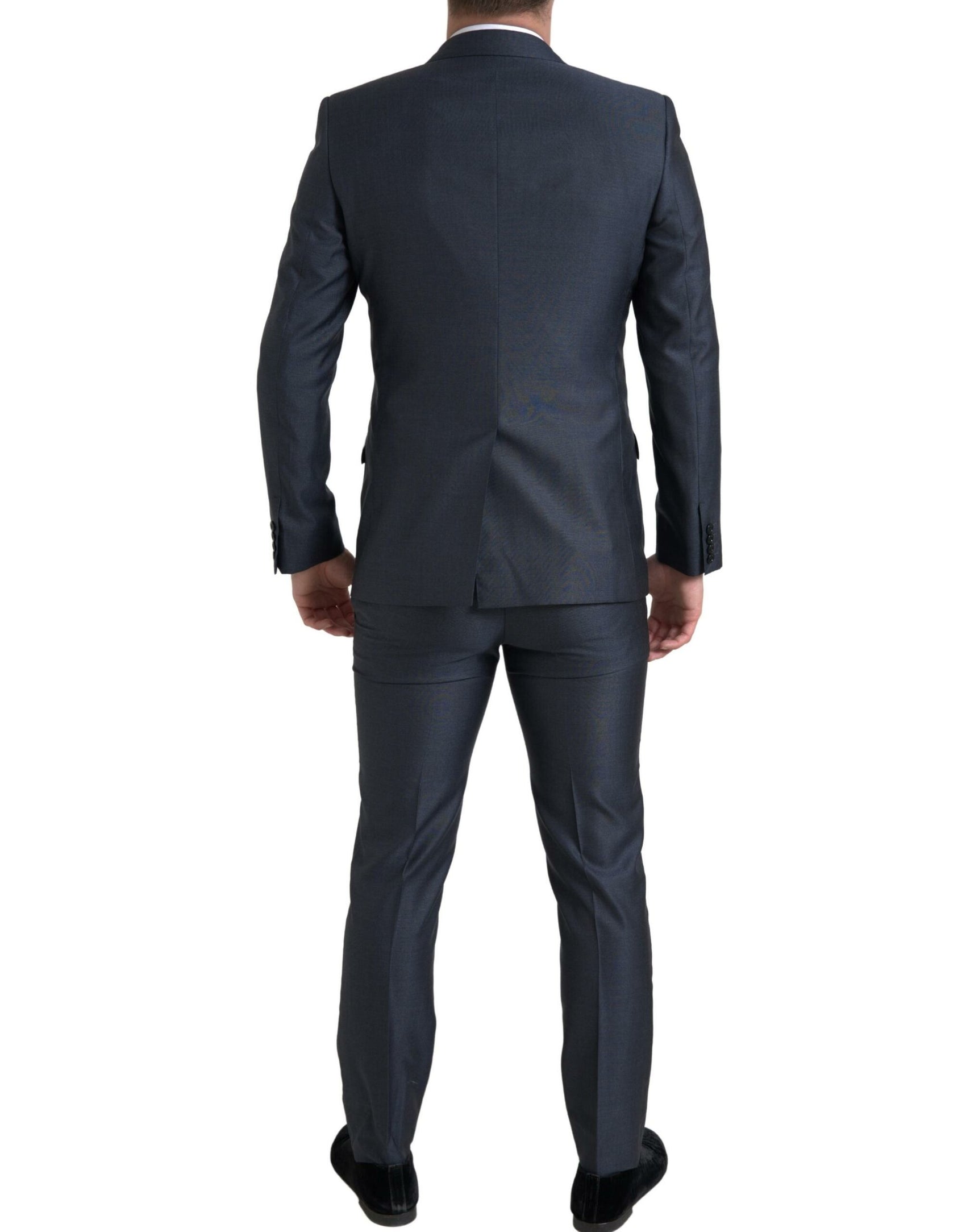 Eleganter blauer Martini-Anzug aus Seidenmischung