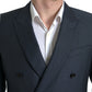 Eleganter blauer Martini-Anzug aus Seidenmischung